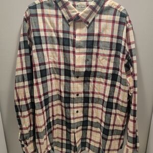 L.L. Bean Men's Casual Plaid Shirt - Red, Black, Cream